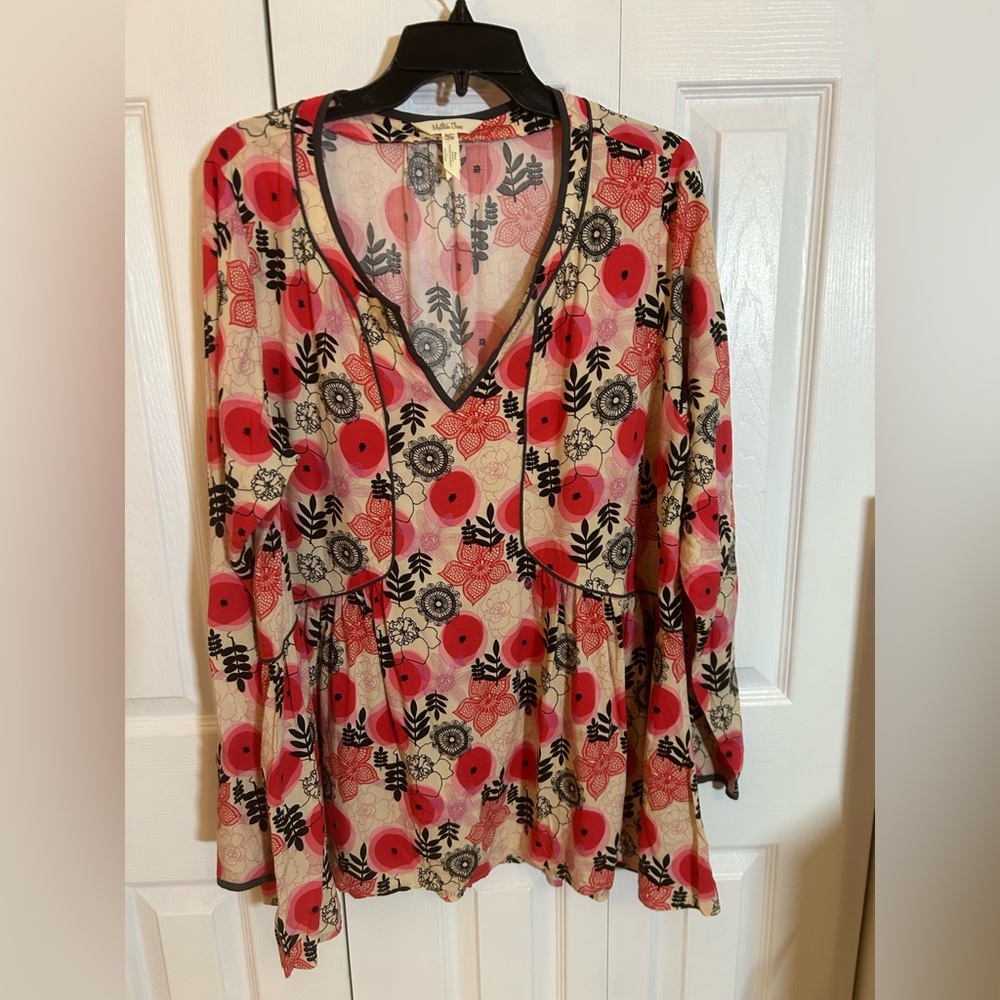 Matilda Jane Long Sleeve Blouse-Red and Black Floral